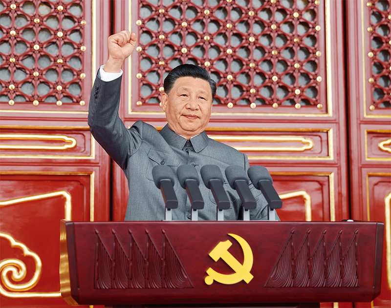 　2021年7月1日，慶祝中國(guó)共產(chǎn)黨成立100周年大會(huì)在北京天安門(mén)廣場(chǎng)隆重舉行。中共中央總書(shū)記、國(guó)家主席、中央軍委主席習(xí)近平發(fā)表重要講話(huà)。 新華社記者 鞠鵬/攝