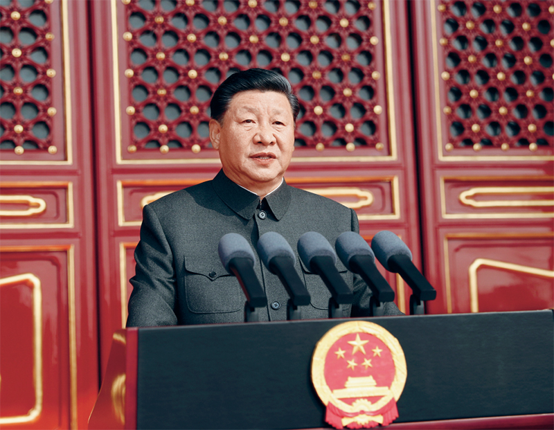 2019年10月1日，慶祝中華人民共和國成立70周年大會(huì)在北京天安門廣場隆重舉行。中共中央總書記、國家主席、中央軍委主席習(xí)近平發(fā)表重要講話。 新華社記者 鞠鵬/攝